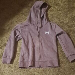 Under Armour Boys Full Zip Hooded Jacket Olive Green Size 6.
